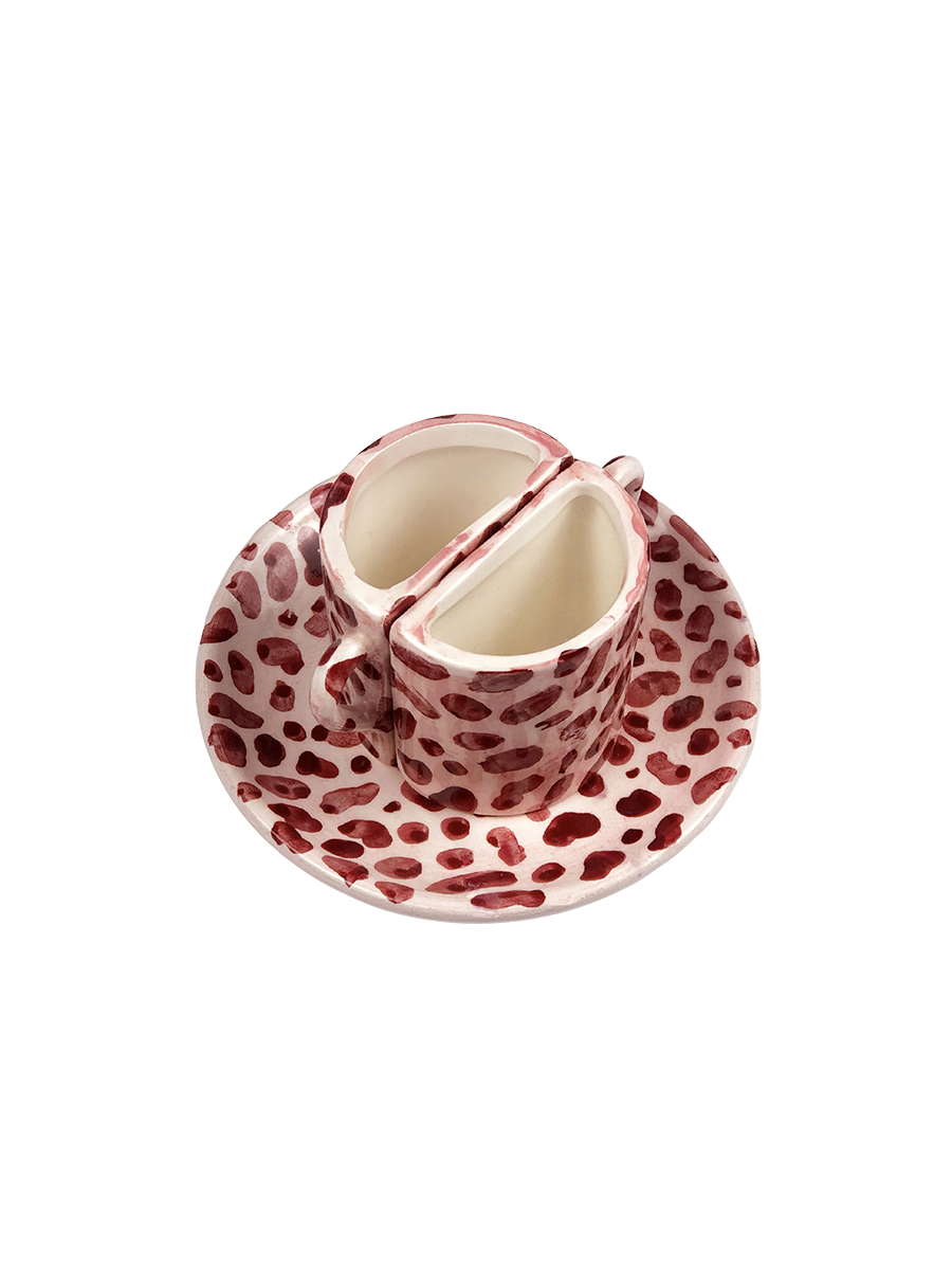 Set di tazze Tête à Tête - a macchie  Rosa e Bordeaux