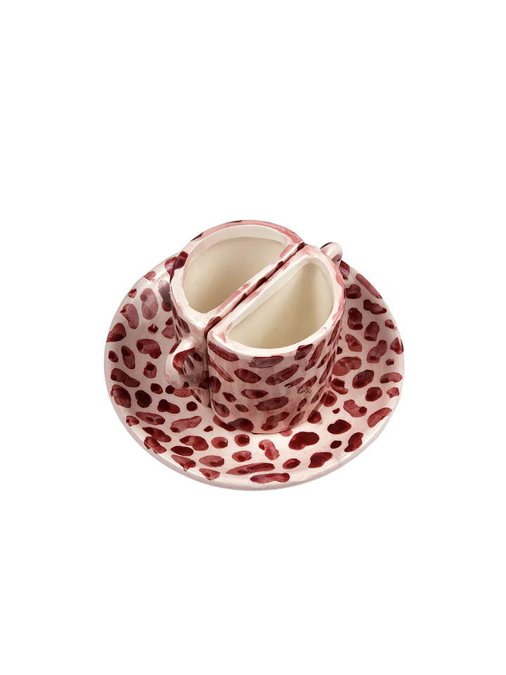Set di tazze Tête à Tête - a macchie  Rosa e Bordeaux