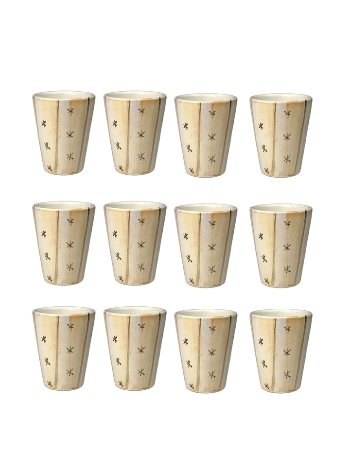 Set di bicchierini da shot - Beige e Pattern Stelline