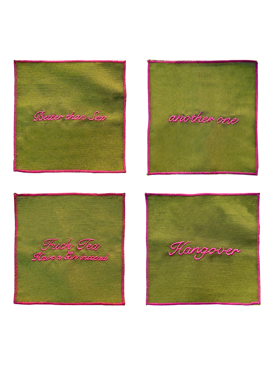 Set di tovaglioli da cocktail - Verde oliva e Fucsia