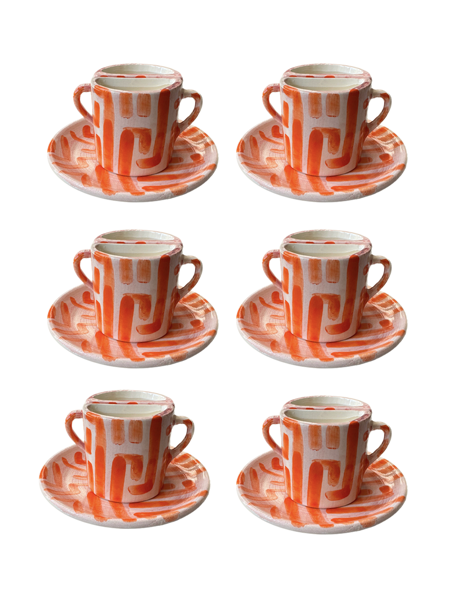 Set di tazze Tête a Tête - Rosa e arancione