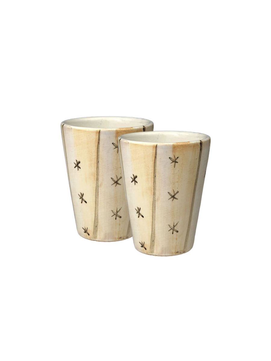 Set di 2 bicchierini da shot -  beige e pattern stelline