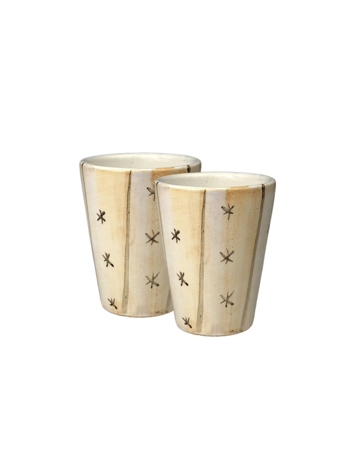 Set di 2 bicchierini da shot -  beige e pattern stelline