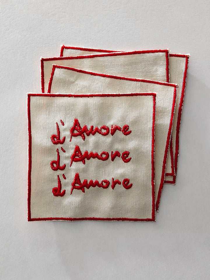 Set di 4 Tovaglioli per Cocktail - L’Amore
