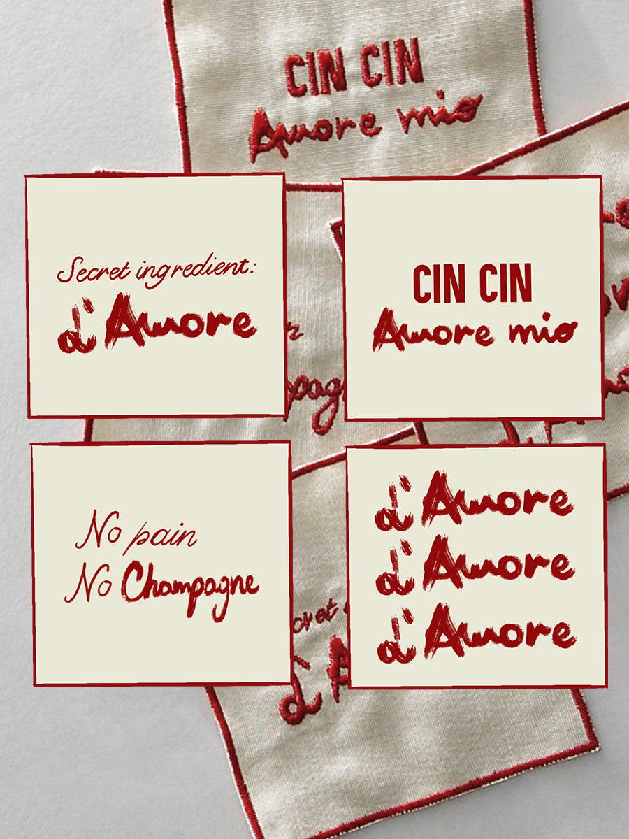 Set di 4 Tovaglioli per Cocktail - L’Amore