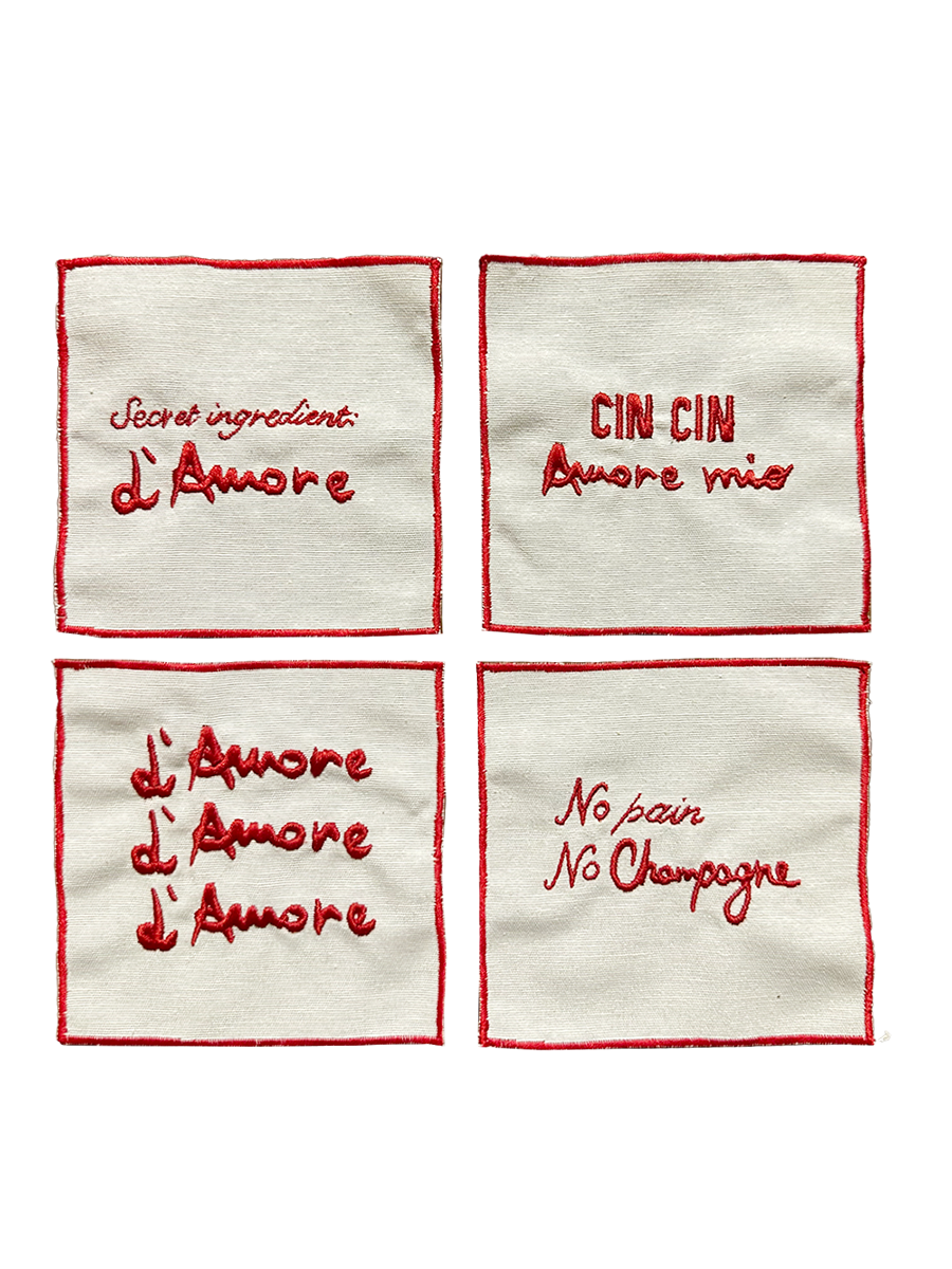 Set di 4 Tovaglioli per Cocktail - L’Amore