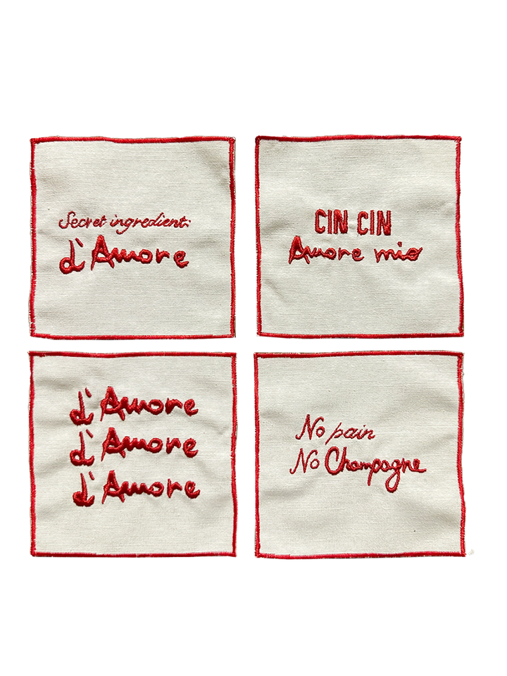 Set di 4 Tovaglioli per Cocktail - L’Amore