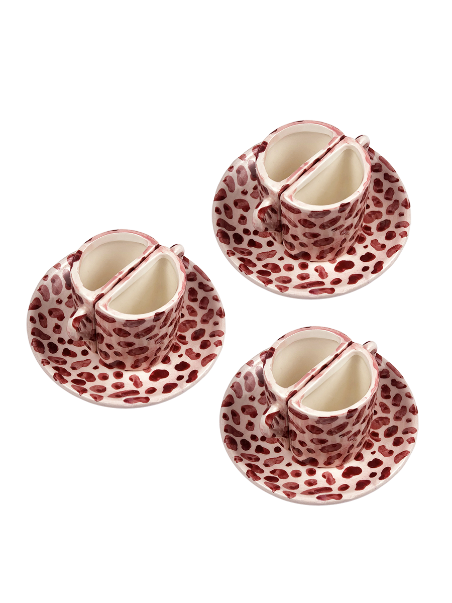 Tête-à-Tête Coffee Cup Sets - Pink Spots