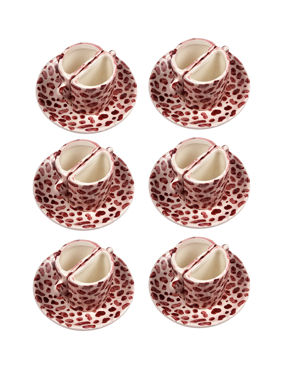 Tête-à-Tête Coffee Cup Sets - Pink Spots
