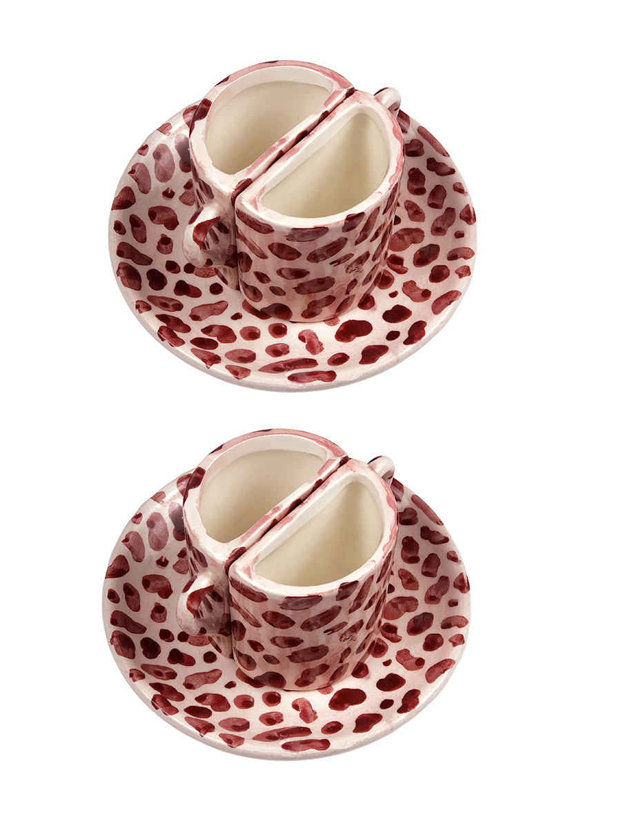 Tête-à-Tête Coffee Cup Sets - Pink Spots