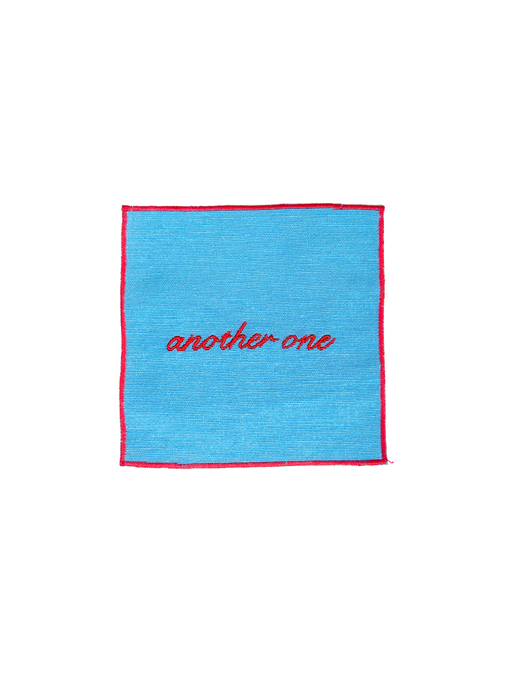 Set of 4 Cocktail Napkins - Light Blue and Red