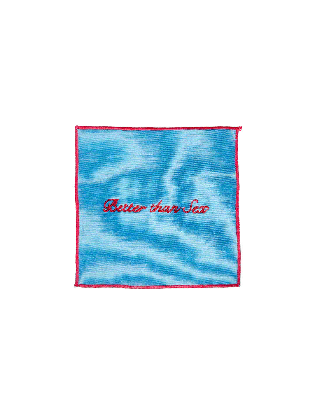 Set of 4 Cocktail Napkins - Light Blue and Red