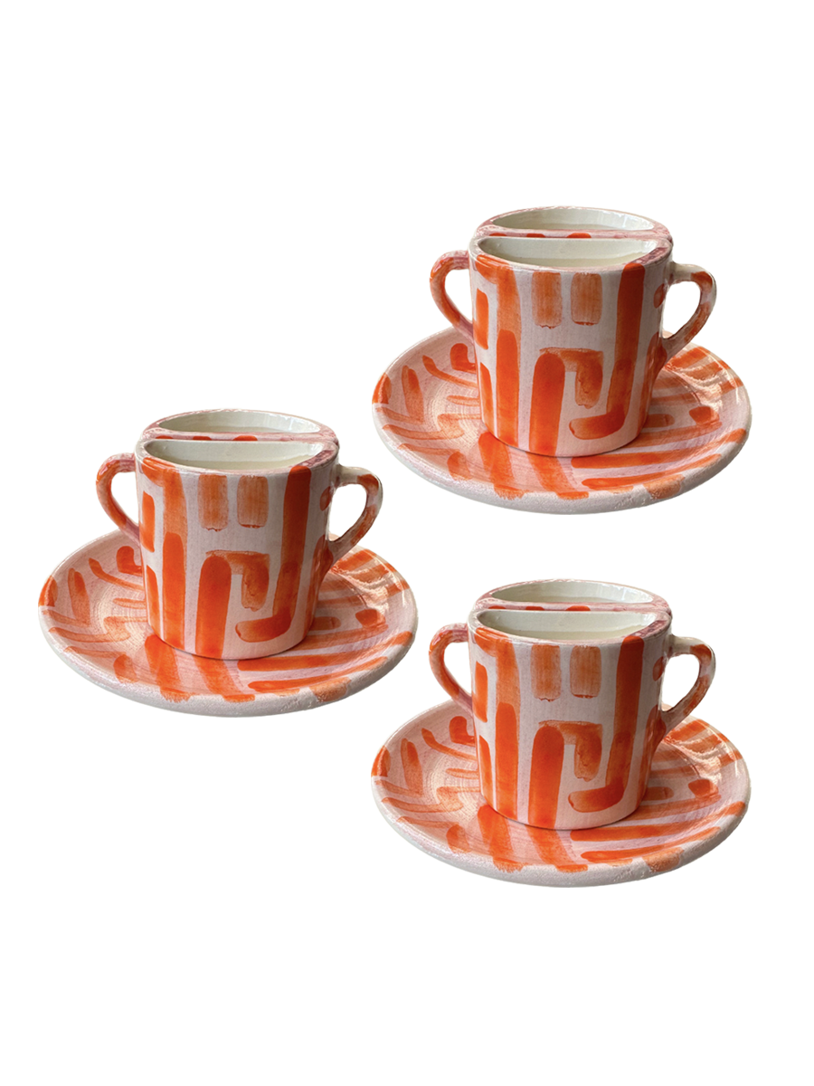 Set di tazze Tête a Tête - Rosa e arancione