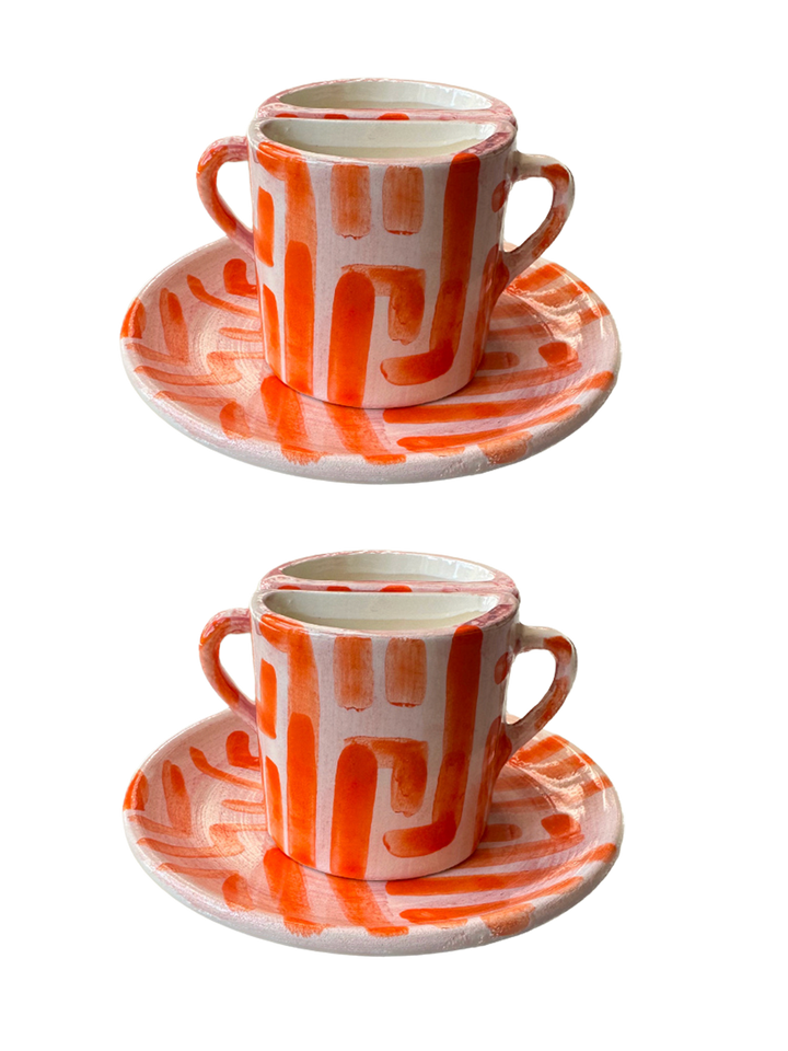 Set di tazze Tête a Tête - Rosa e arancione