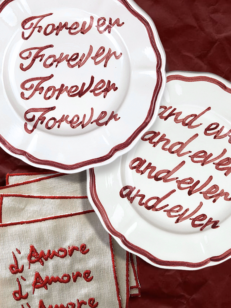 Set of 2 Plates “Forever” e “and ever” - Big / Red