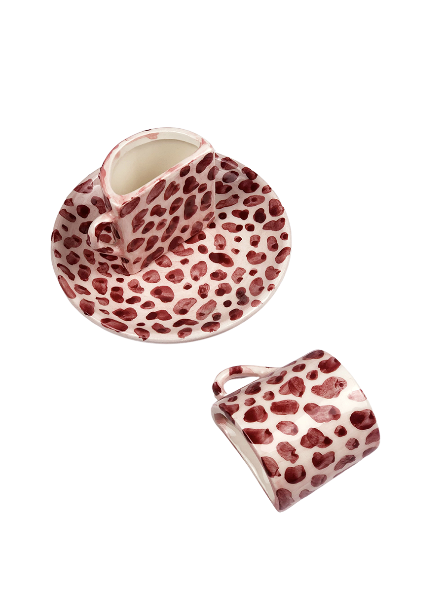 Tête a Tête Cup Set - Pink and Bordeaux Dots