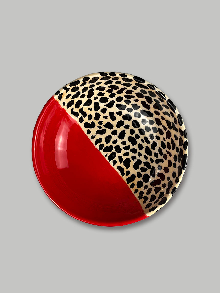 ANIMALIER - Bowl  Ferrari red and leopard