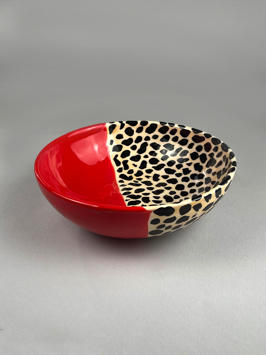 ANIMALIER - Bowl  Ferrari red and leopard