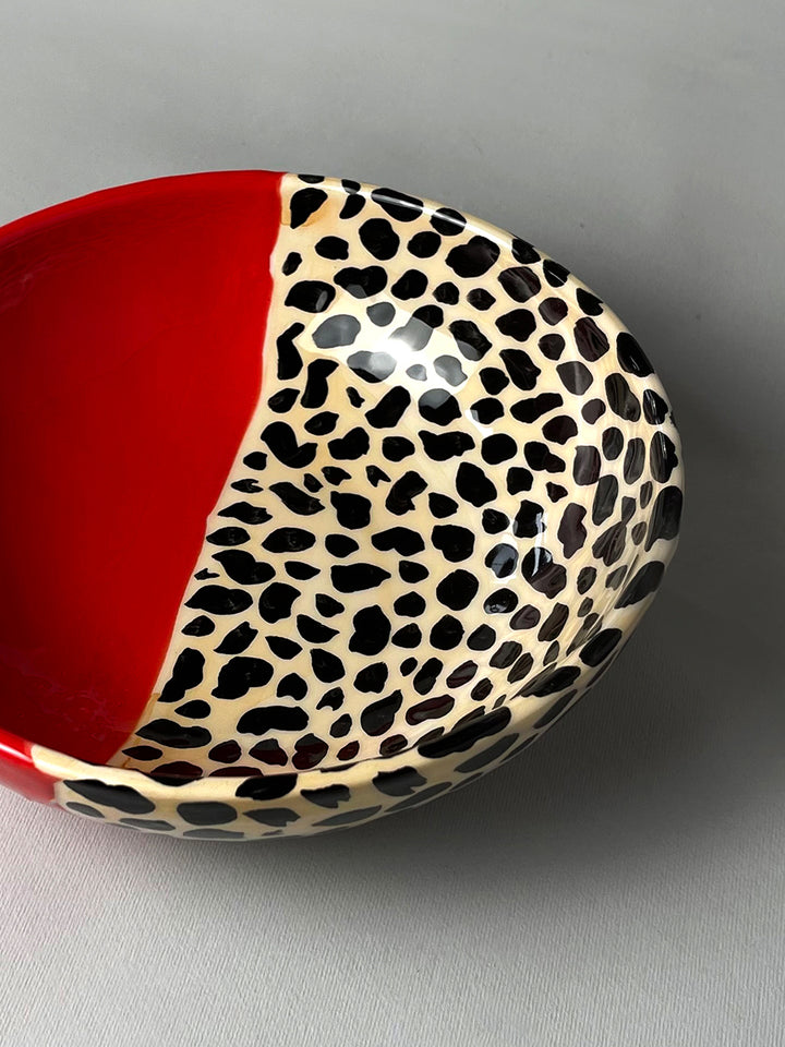 ANIMALIER - Bowl  Ferrari red and leopard