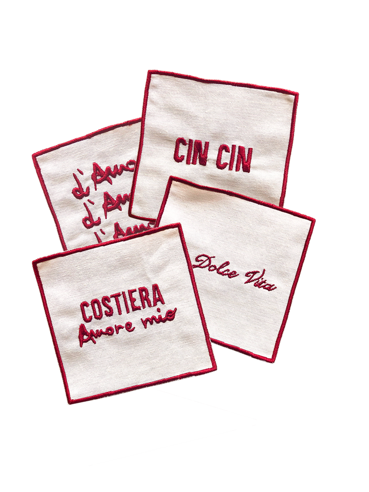 Set di 4 Tovaglioli per Cocktail - Costiera Amore Mio