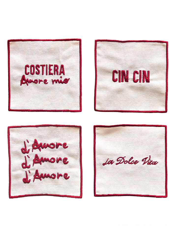 Set di 4 Tovaglioli per Cocktail - Costiera Amore Mio