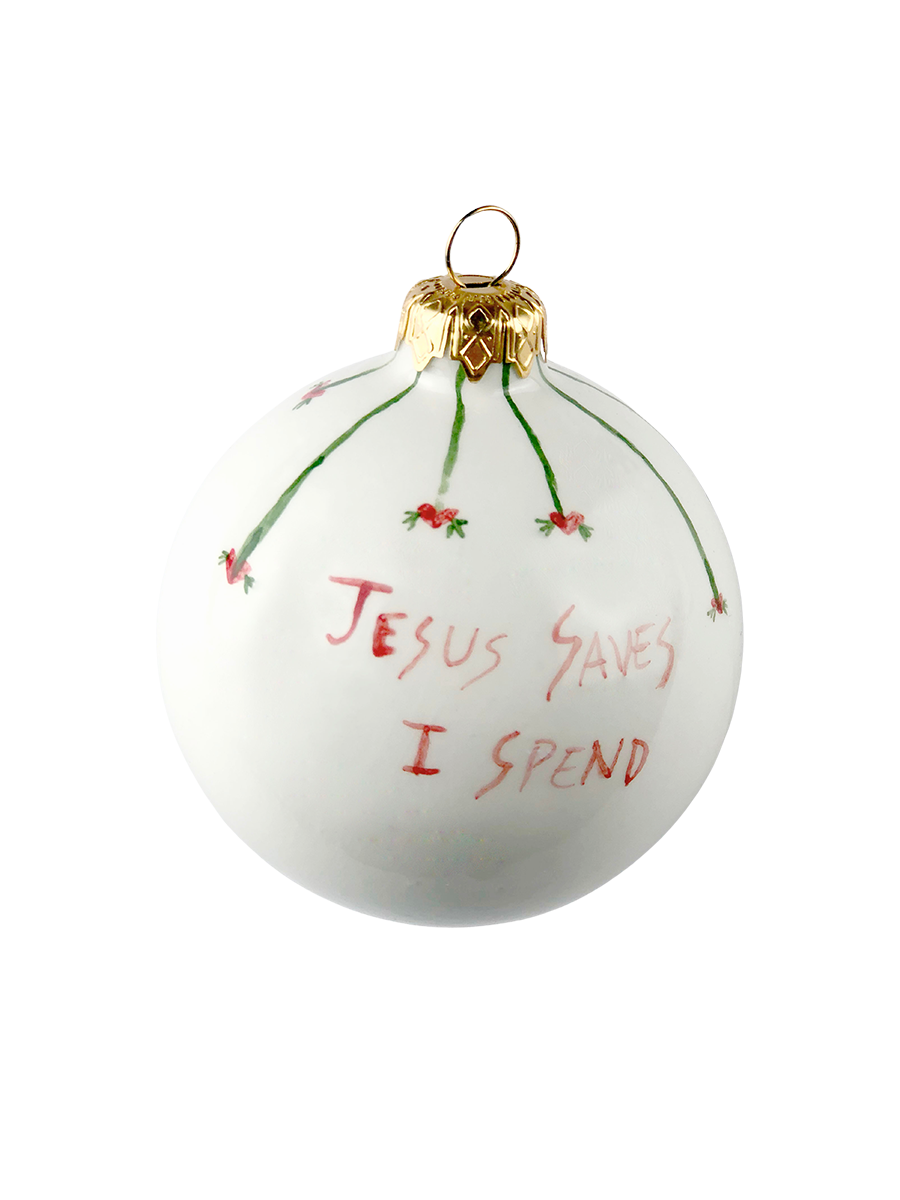 "Jesus Saves I Spend" Christmas Ornament