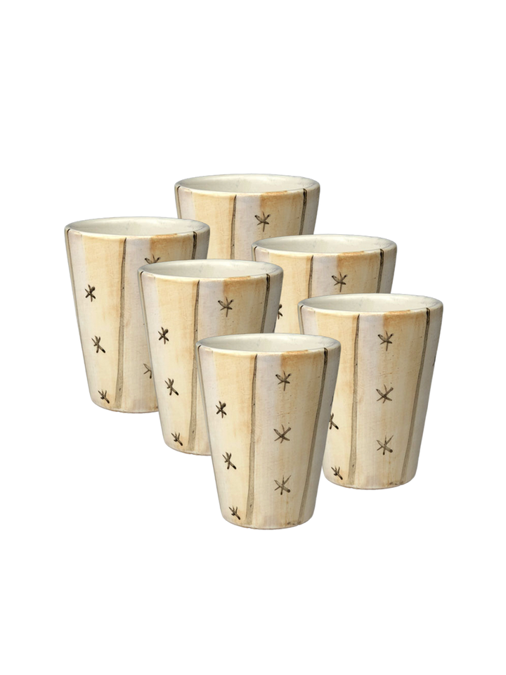 Shot Glass Set  - Beige Stars Pattern